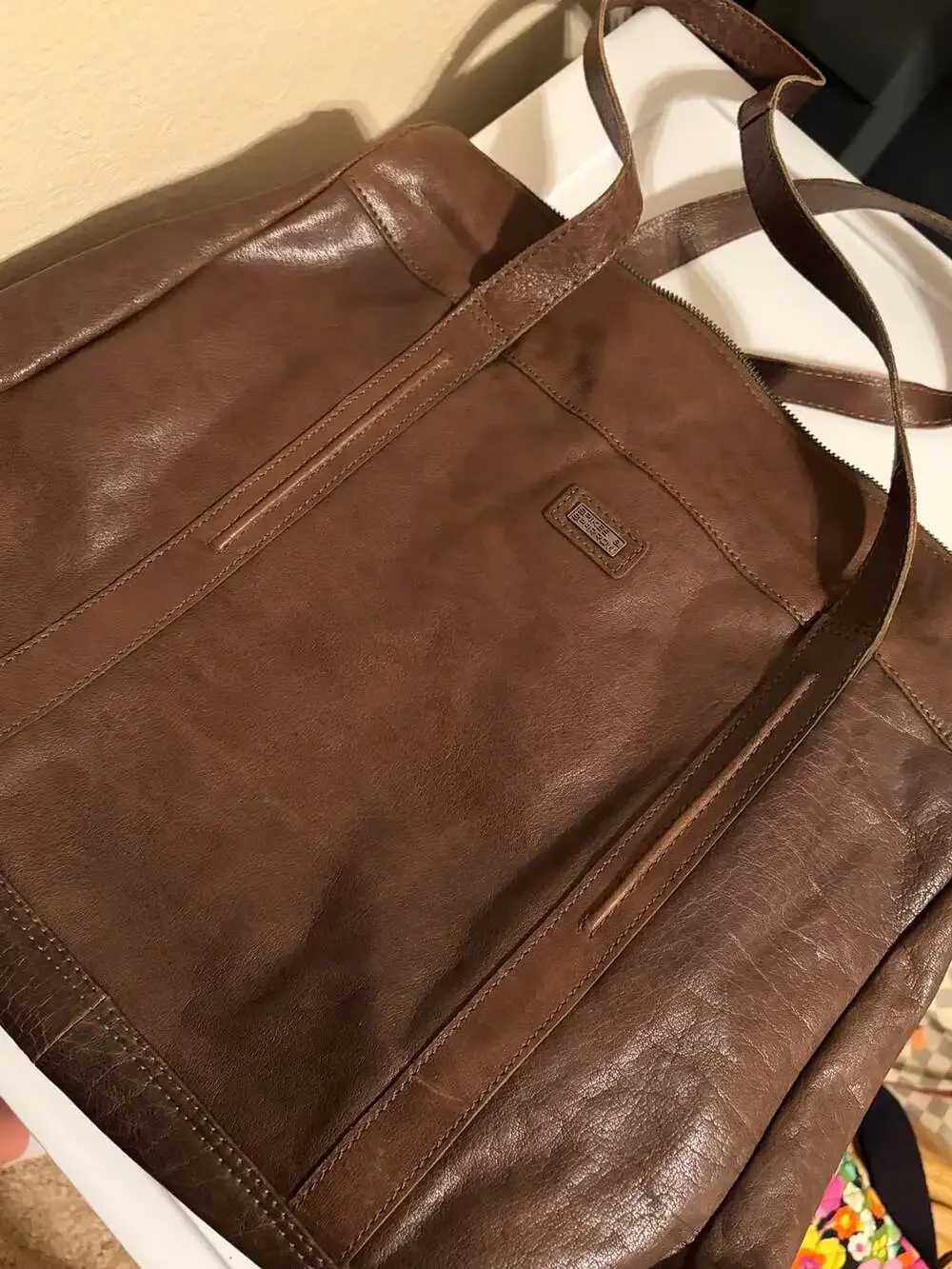 Spikes & Sparrow Brown Genuine Leather Laptop Tote Bag